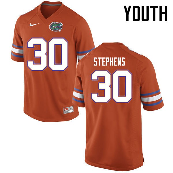 Florida Gators Youth #30 Garrett Stephens College Football Jerseys Orange